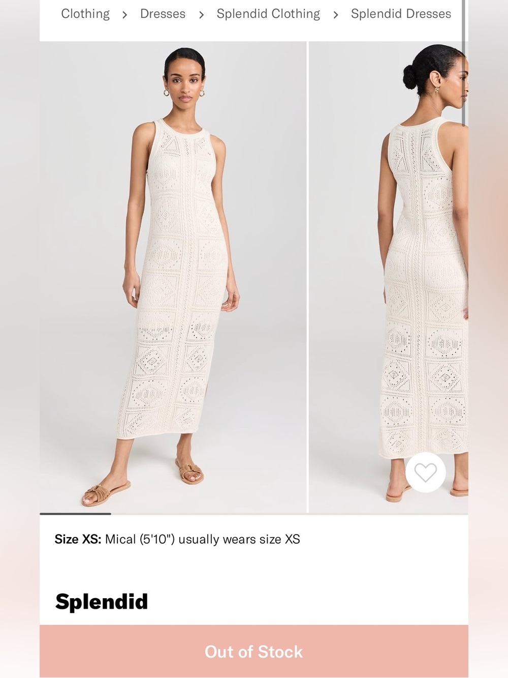 Splendid Kimi Dress Cream Openwork Knit Tank Sweater
